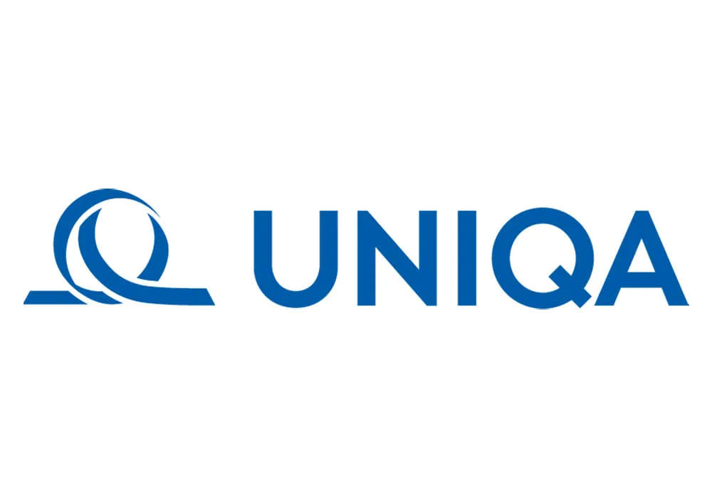 Logo von UNIQA mit geschwungenen Linien in Blau