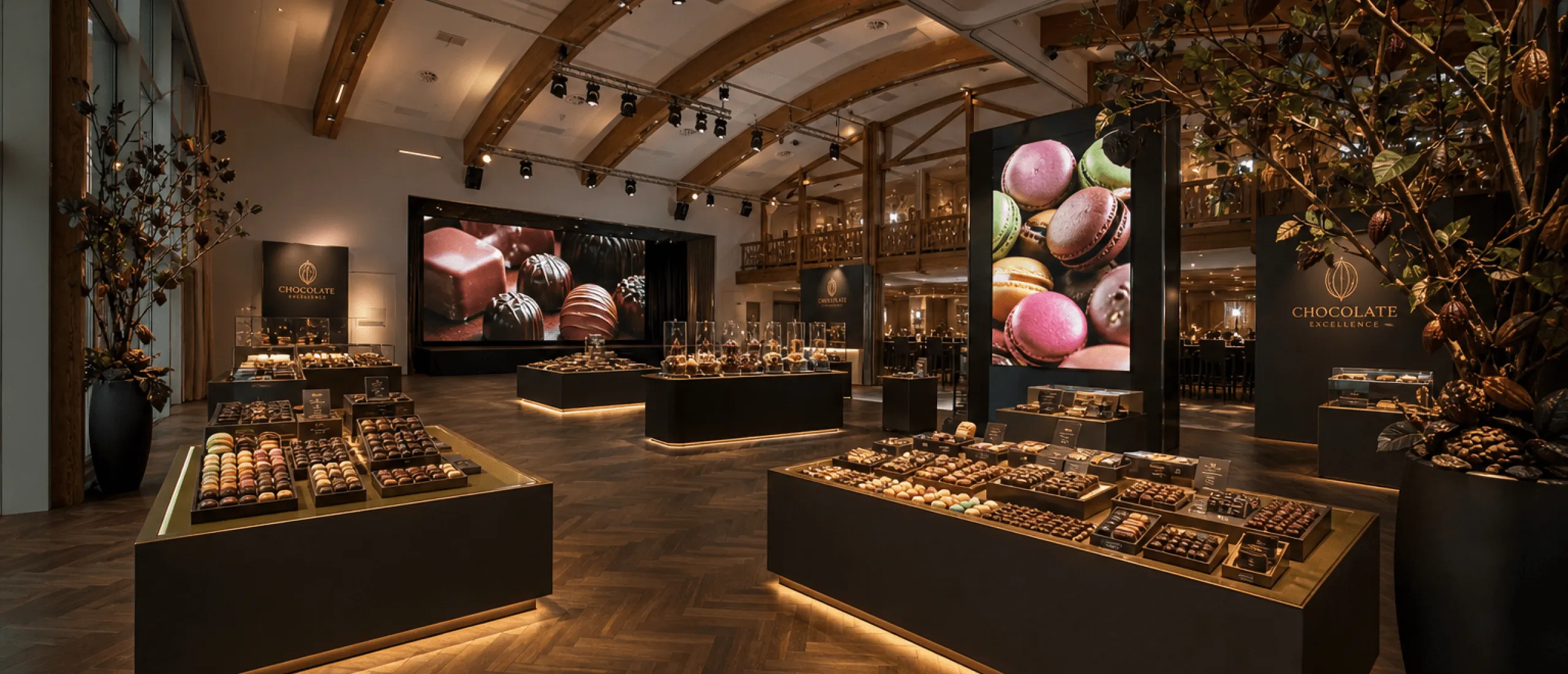 Palladium im Stil einer eleganten Schokoladenmesse